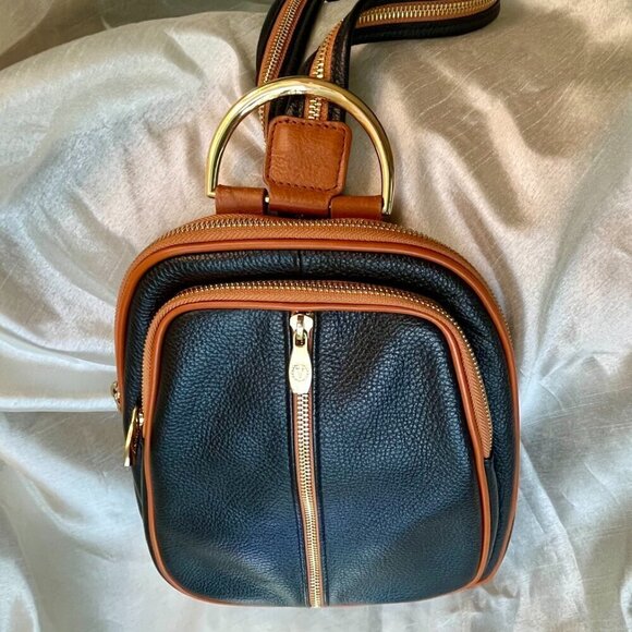 Valentina Backpack & Shoulder Bag Genuine Italian Pebbled Leather Made in Italy - Picture 1 of 15